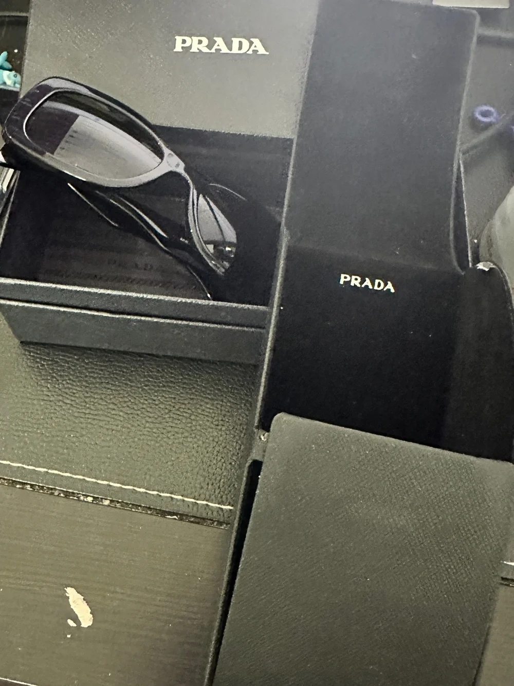 Prada PR A08S Black Oversized Square Sunglasses 1AB-5S0 56mm NEW with Box